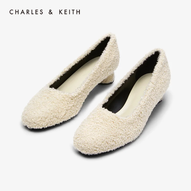 CHARLES＆KEITH Новинка 2020 CK1-61720031Женские Туфли дерби на низком каблуке Плюшевый верх