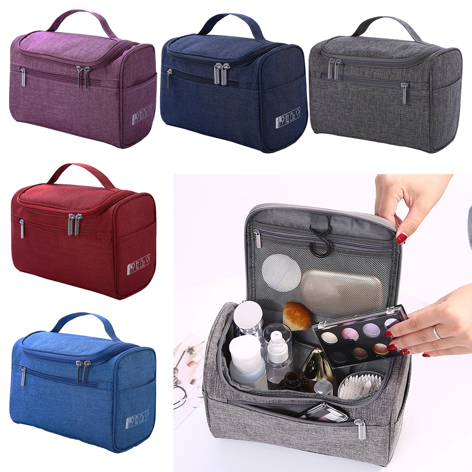 

Travel Wash Bag Cosmetic Toiletry Make-up Storage Organizer Pouch Waterproof Hanging Cosmetic Bag Bathroom Wash Bag Makeup Case