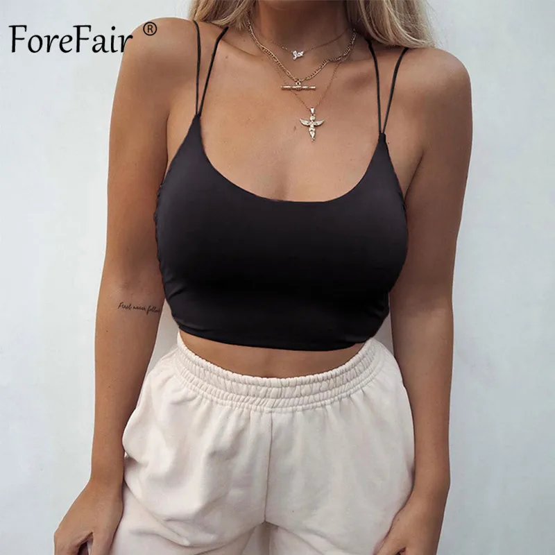 Женский укороченный топ с открытой спиной Forefair однотонный черного и белого цвета