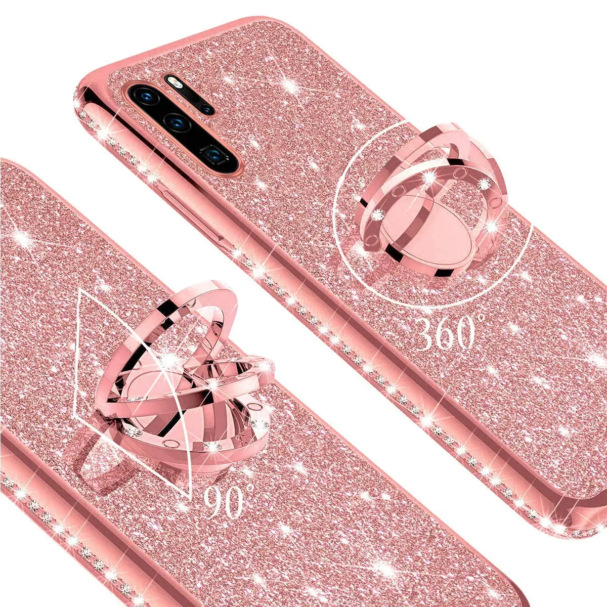 Алмазный Мягкий блестящий чехол HONOR 7X 8X mate 20 10 Finger Ring Cover для HUAWEI P20 Lite P30 Pro P Smart Z P10 Nova 3 3i