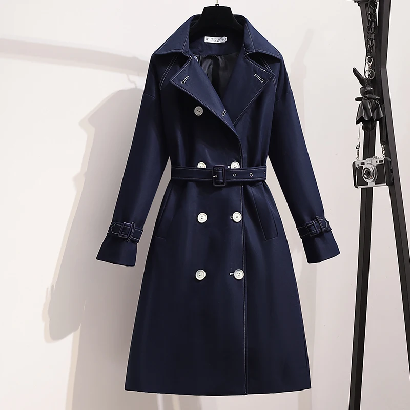 Тренч женский средней длины стильная куртка Верхняя одежда с поясом осенние