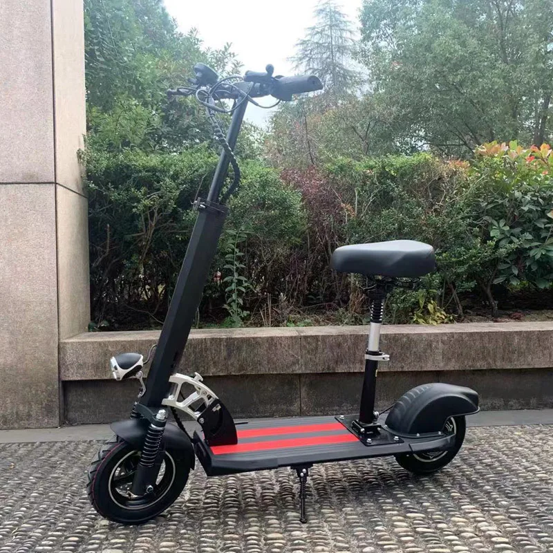 Двухколесный 10-дюймовый электрический скутер с сиденьем и литиевой батареей для