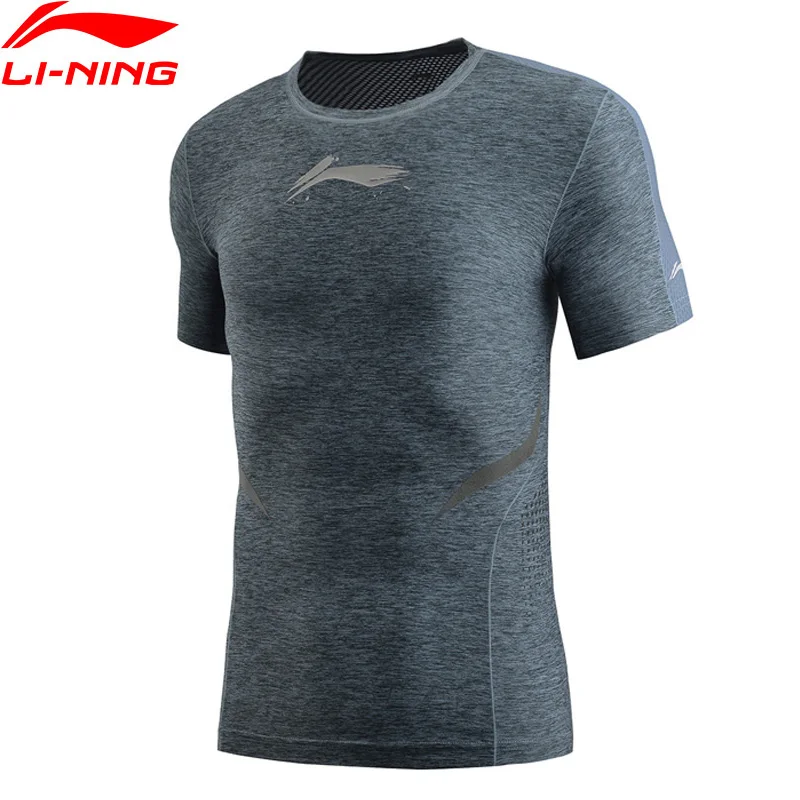 Мужская Тренировочная футболка Li-Ning базовый слой облегающая дышащая Спортивная