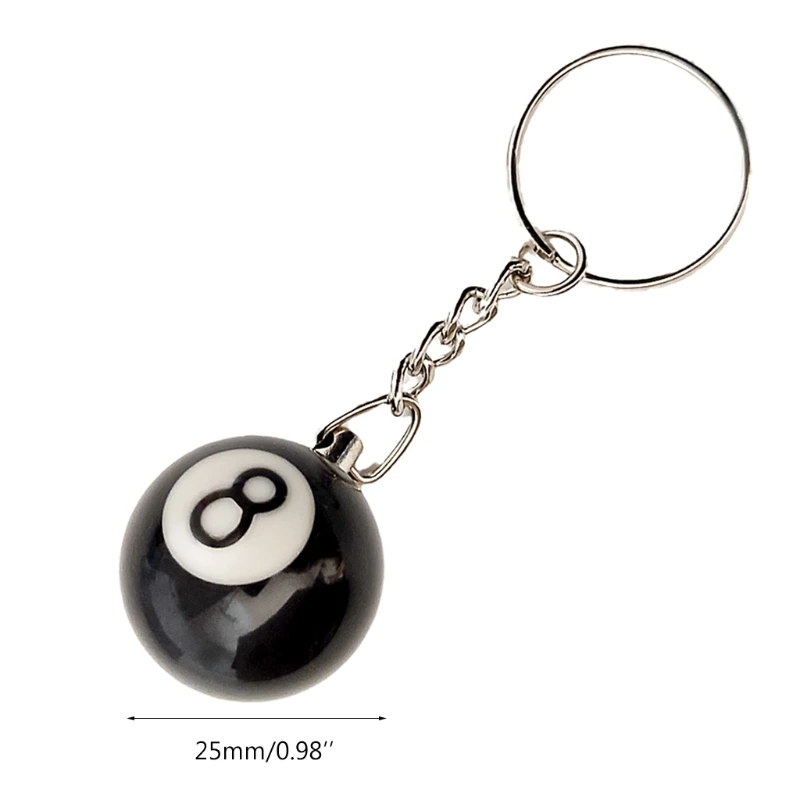 

16pcs/set Mini Billiards Shaped Keyring 25mm Resin Billiard Ball Keychain Black 8 Fashion Hanging Decorations
