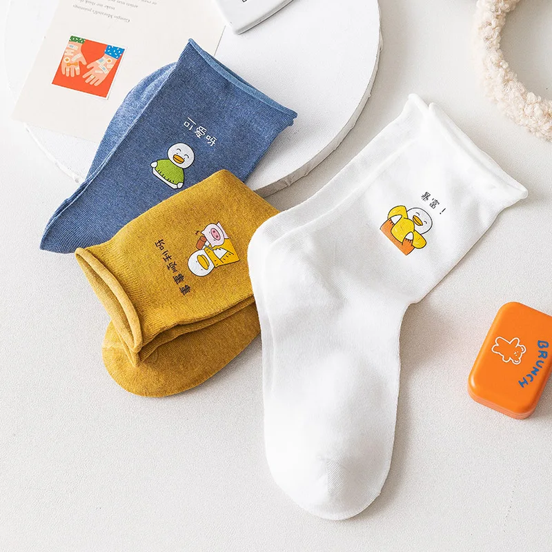 CARTELO New Solid Color Cartoon Pattern Women Socks Fashion Cute Sport Breathable Cotton Stockings Носки женские Meias Femininas