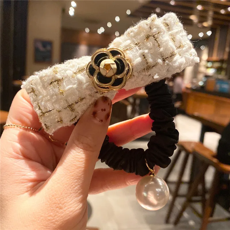 Женские резинки для волос девочек эластичные корейские с камелией цветами