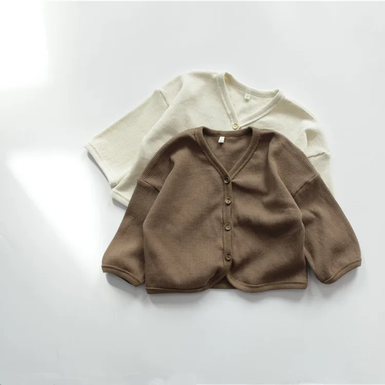 Корейский стиль 2021 новый весенний Детский кардиган свободные однотонные детские