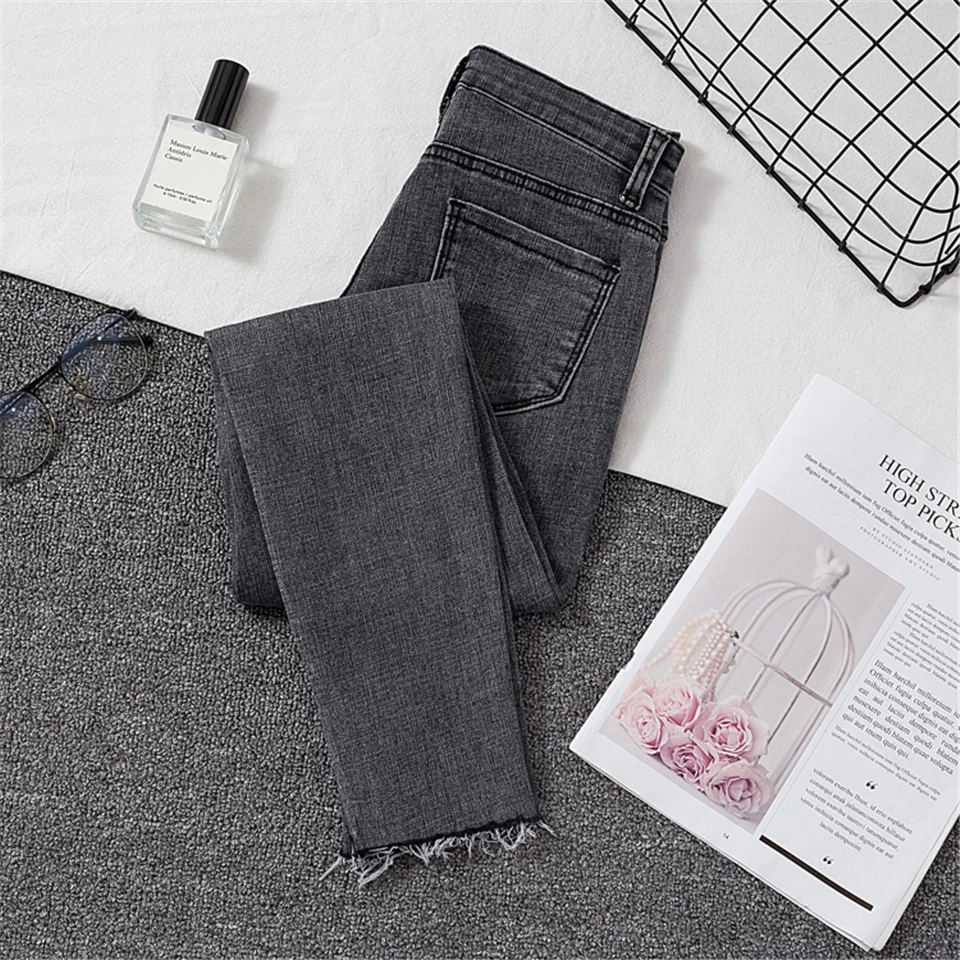 Новые стильные женские джинсовые брюки черные и серые джинсы Clour модные