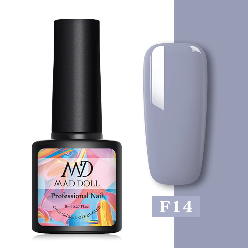 F14 MAD DOLL, 8 мл, Гель-лак для ногтей, красный, синий, фиолетовый, смешанные цвета, отмачивается от УФ-лака, долговечный гель для дизайна ногтей - Цвет: F14