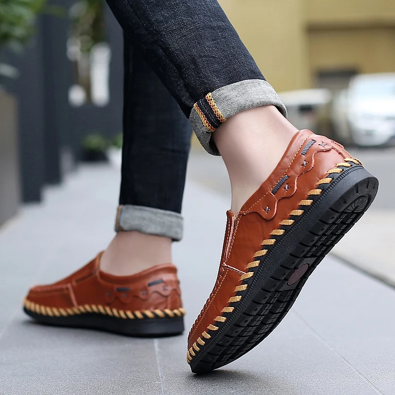 Мужская прогулочная обувь Мужские дышащие Лоферы ручной работы на плоской