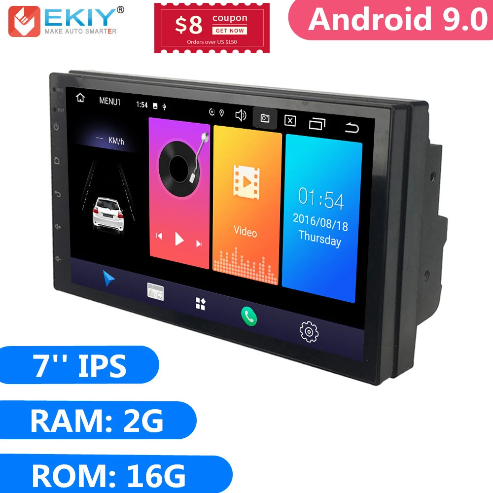 EKIY " ips 2G 16G Android 9,0 2 Din универсальный gps навигатор Авторадио автомобильный мультимедийный плеер BT 4G Wifi OBD стерео радио видео