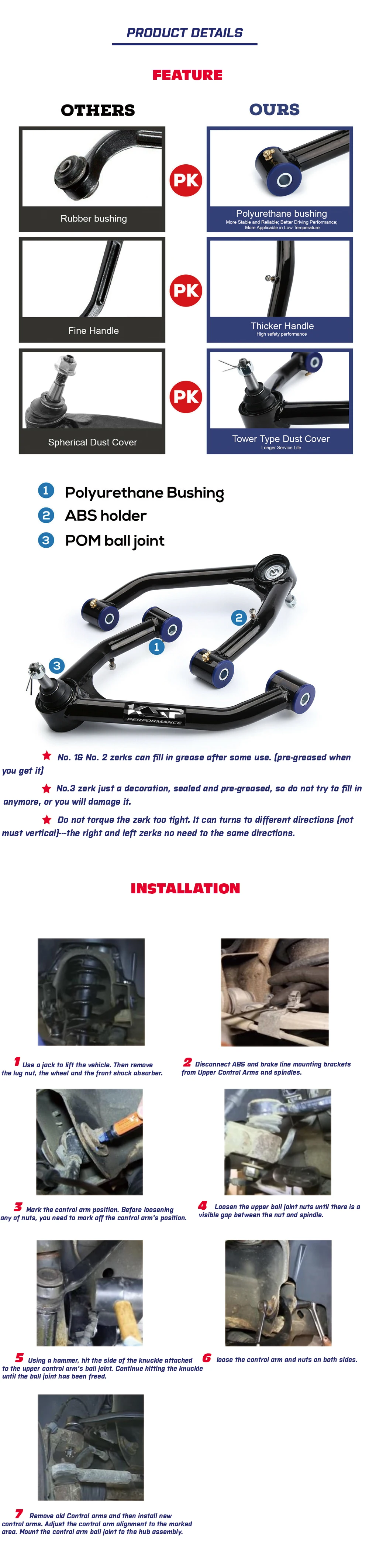 Ксп верхний Управление Arm Выравнивания Лифт комплект для 07-14 GMC Chevy 1500 2WD 4WD 6-наконечник