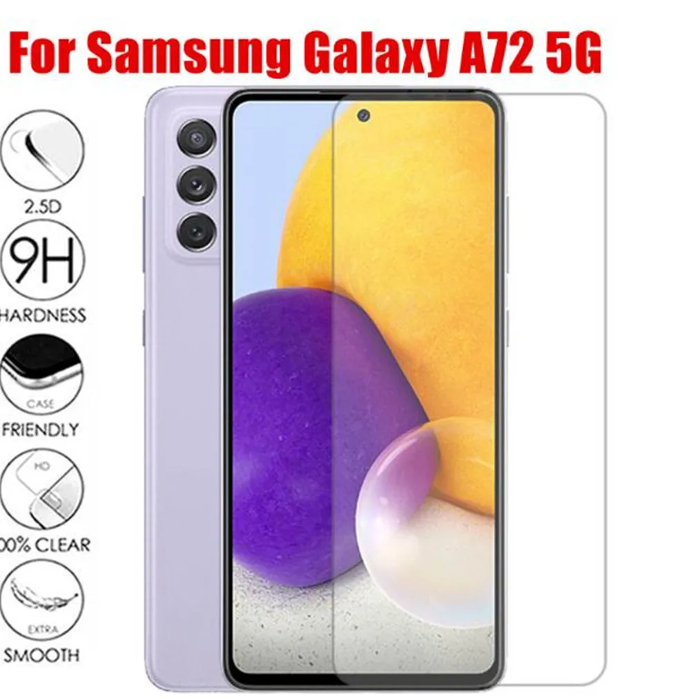 

Защитное стекло 9H для смартфона Samsung a72 5g Galaxy A 72, Защита экрана для samsung A72 4G, защитное закаленное стекло