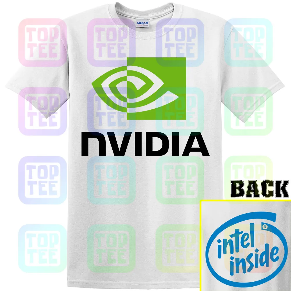 Мужская футболка с бирками Intel Nvidia Geforce GTX|Мужские футболки| |