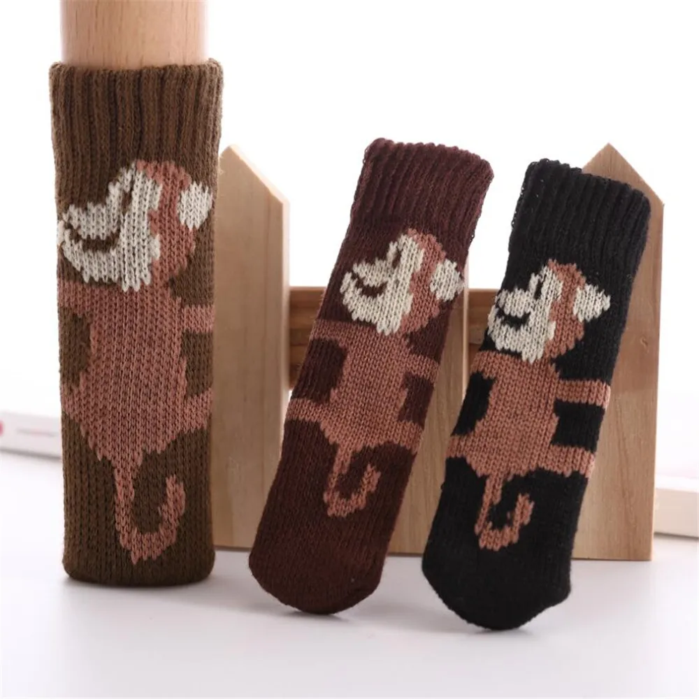 

4Pcs Monkey Table Chair Leg Mat Kintted Non-slip No Noise Chair Furniture Legs Caps Foot Bottom Cover Pads Wood Floor Protectors