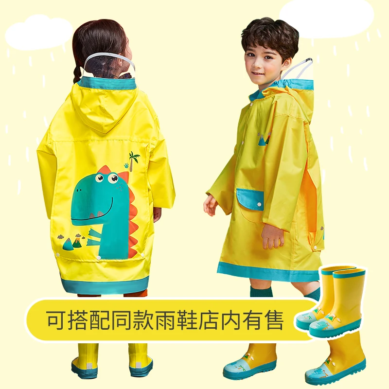 Cute Cartoon Animal Toddler Rain Jacket Girls Boys Yellow Raincoat Waterproof Hooded Long Rainwear Children Tour 60yy12 | Дом и сад