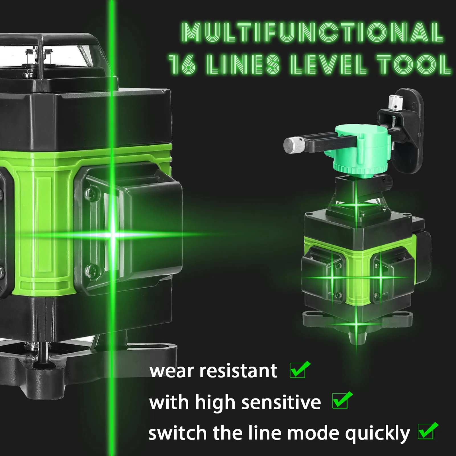 

Лазерный уровень 4D, 16 линий, 3 °, самонивелирующийся аппарат с перезаряжаемой от USB литиевой батареей, инструмент для выравнивания, вертикаль...