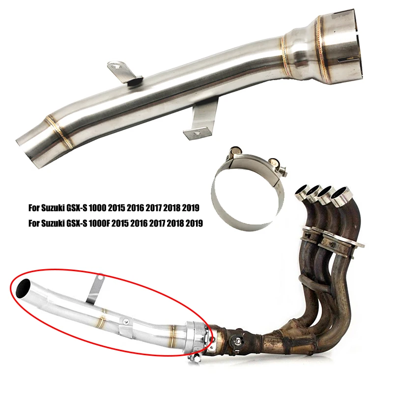 For Suzuki GSX-S1000 S1000F GSXS1000 GSXS1000F 2015 2016 2017 2018 2019 Stainless Steel Decat Race Eliminator Exhaust Link Pipe