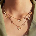 Винтажное многослойное ожерелье с подвеской-бабочкой для женщин, Очаровательное ожерелье-бабочка на цепочке до ключиц, модная Подарочная бижутерия в стиле бохо