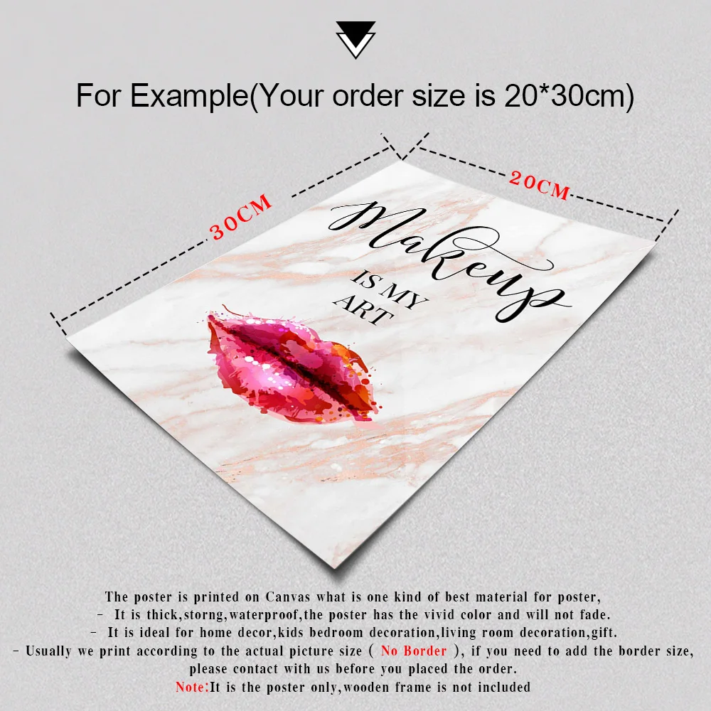 

Fashion Canvas Makeup Quote Art Poster Print Eyelash Eyebrow Lips Marble Painting Nordic Wall Picture for Living Room Decoration
