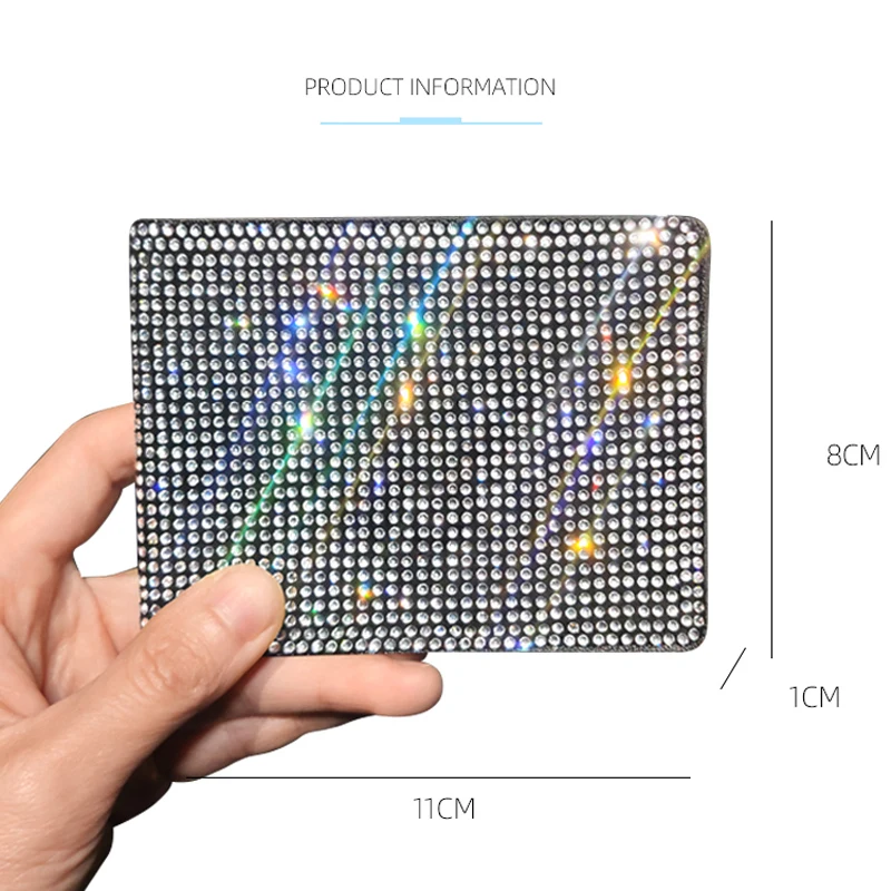 

Glitter Rhinestone Card Bag Package Driver License Crystal Women Pink Key Case Car Styling