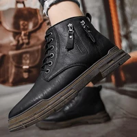 autumn and winter high top leather martin boots cargo boots motorcycle boots retro british mens shoes