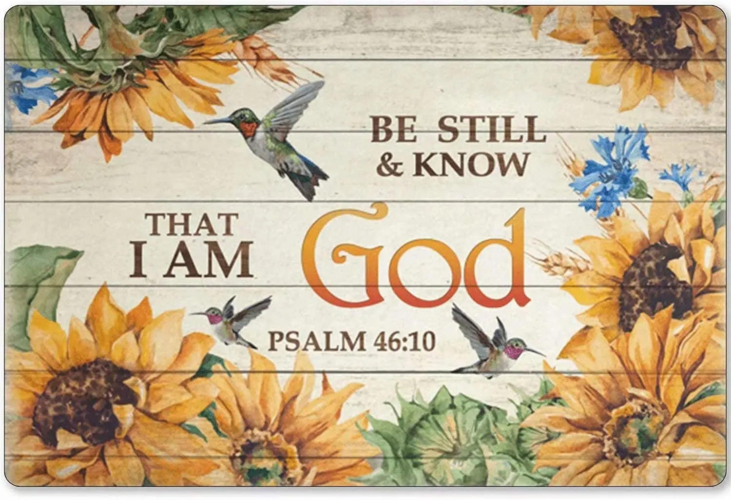 

good luckcy Metal Sign Vintage Wall Decor Sunflower and Bird Be Still & Know That I Am God Metal Tin Sign Poster 12x16 Inches