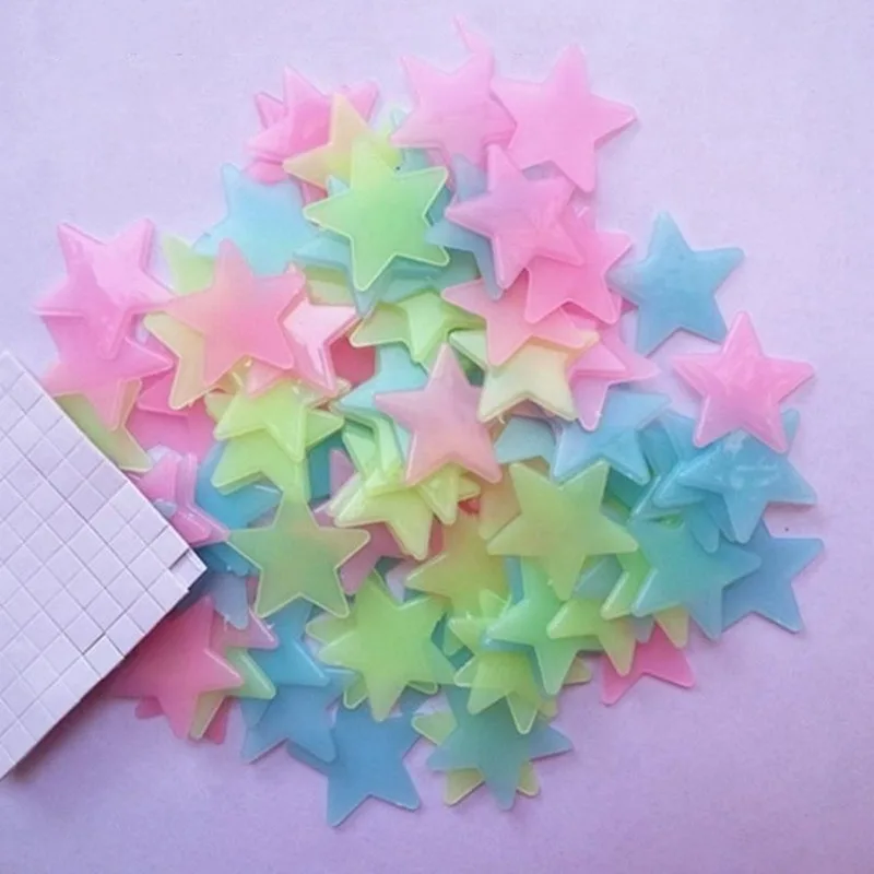 3D Звезда и Луна энергии хранения флуоресцентный светится в темноте светящиеся на