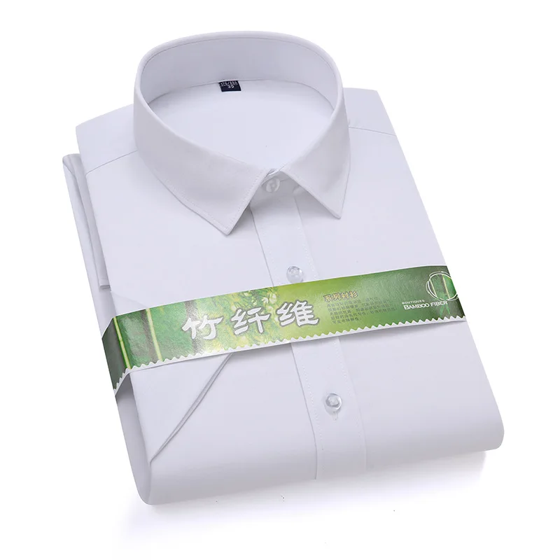 

Top Selling Product In 2020 New Men's Half Sleeve White Shirt Overalls Stretch Non-iron Bamboo Fiber Short Sleeve Shirt for Men
