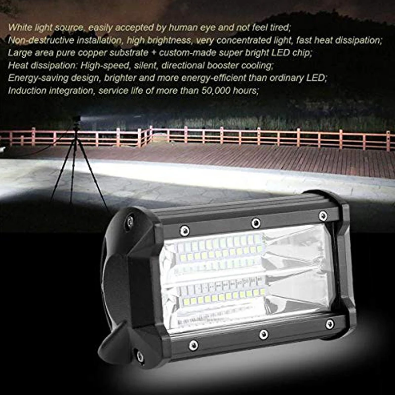 

LED Light Bar Off-road Top Headlamp Two Rows Fog Work Lamp 3*24LEDs 72W Motorcycle Headlight Truck Pickup Wagon Tractor Boat