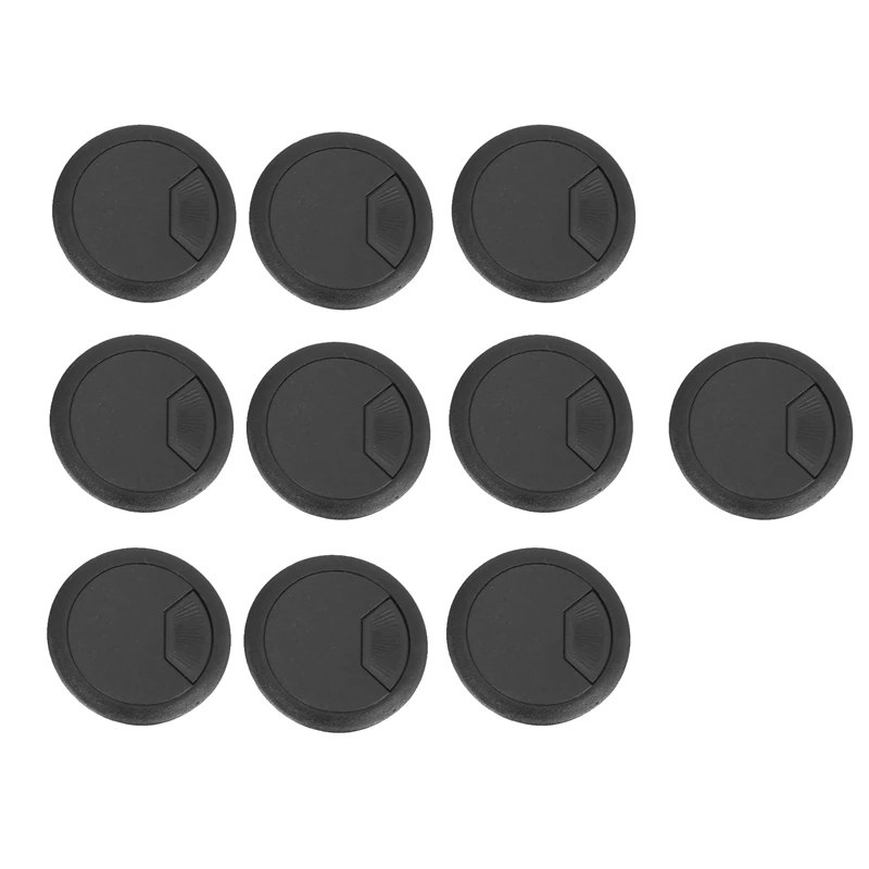 

10 Pcs Round Plastic Computer Desk Cable Grommet Hole Cover 50mm Black