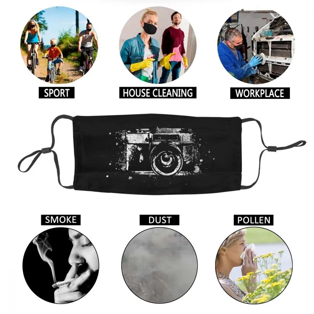 

Unisex Adult Retro Camera Photography Face Mask Anti Haze Dust Photographer Protection Cover Respirator Washable Mouth-Muffle
