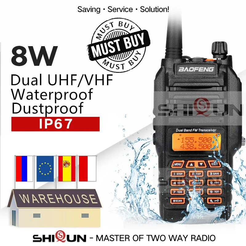 

UV-9R IP67 Waterproof Dual Band 136-174/400-520MHz Ham Radio 10KM Baofeng 8W Walkie Talkie 10 KM UV-82 UV-5R UV-XR UV 9R Plus
