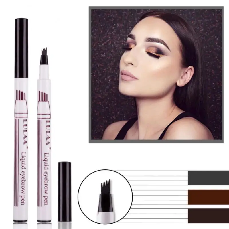 Eyebrow Pencil 3D Microblading Tattoo Pen 4 Fork Tips Fine Long Lasting Waterproof Liquid Cosmetics TSLM1 | Красота и здоровье