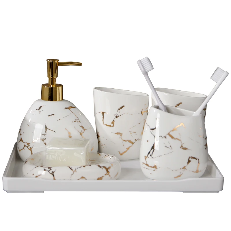 Набор для ванной комнаты 5 предметов Североевропейские Зеленые растения