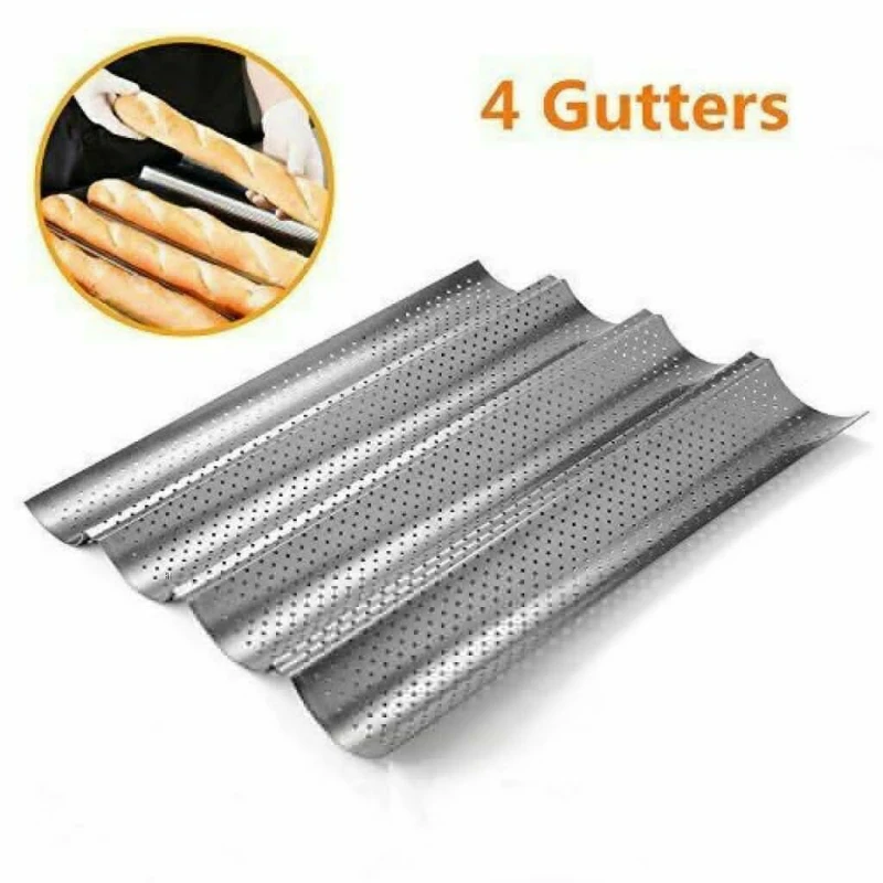

French Bread Baking Pan Mold Carbon Steel 2/4 Groove Wave Baking Tray For Baguette Bake Mold Tool