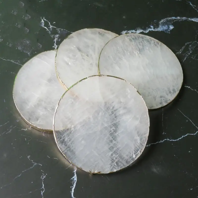 2pcs crystal cup mat white crystal ornaments  crystal AGATE SLAB Geode Slice Crystal Mineral Coaster
