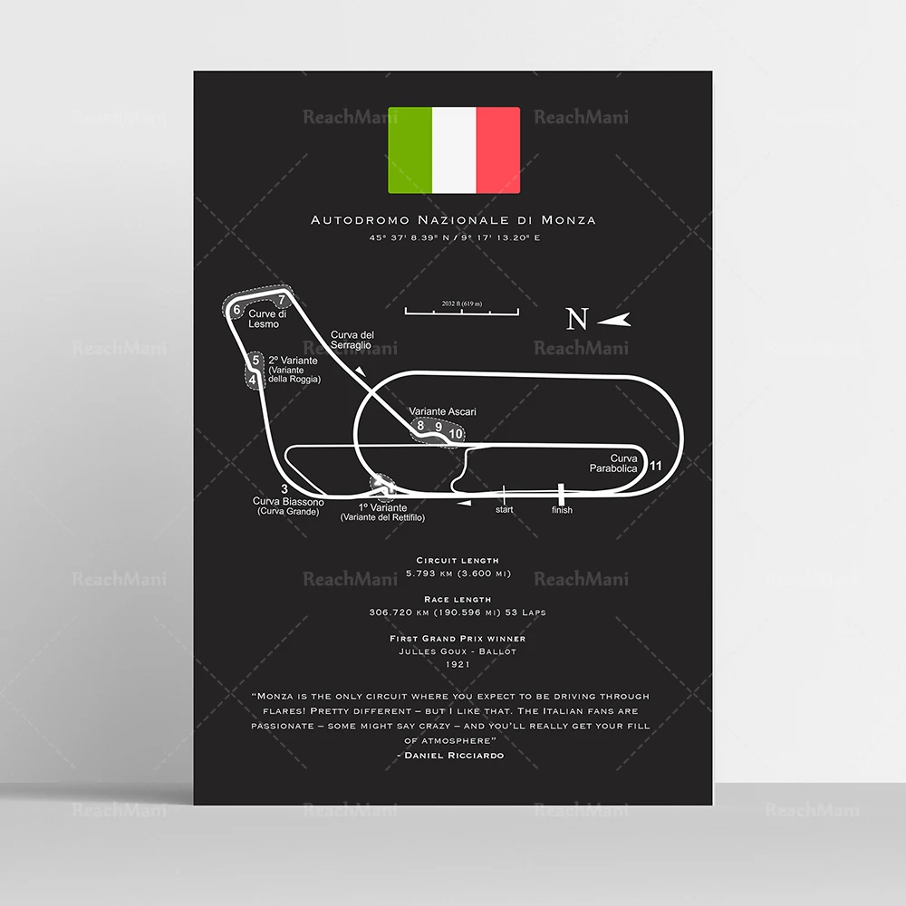 

Италия Grand Prix Monza Circuit Постер на холсте ReachMani