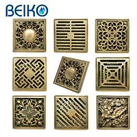 Yellow Brass Vintage Square Shower Luxury Floor Drain Strainer Cover Balcony Bathroom Bath Accessories 10 10 Floor Drain