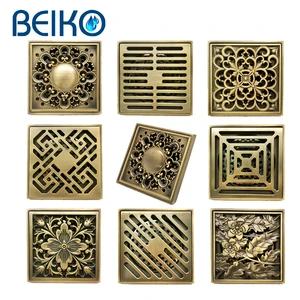 yellow brass vintage square shower luxury floor drain strainer cover balcony bathroom bath accessories 1010 floor drain free global shipping