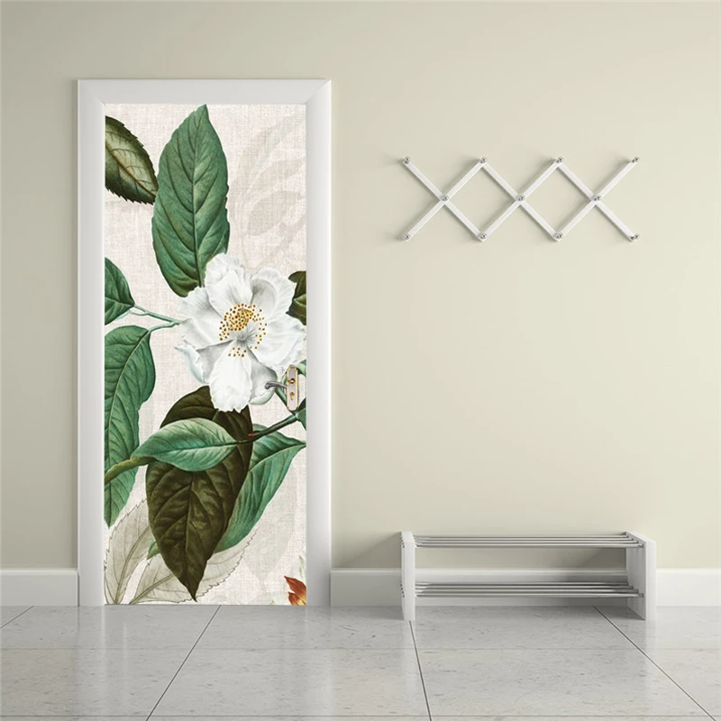 

Self-adhesive tropical plant art door stickers home decoration door cover wall stickers mural porch wallpaper poster