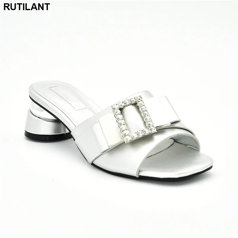 Женские Босоножки на каблуке Роскошные туфли-лодочки без застежки итальянские