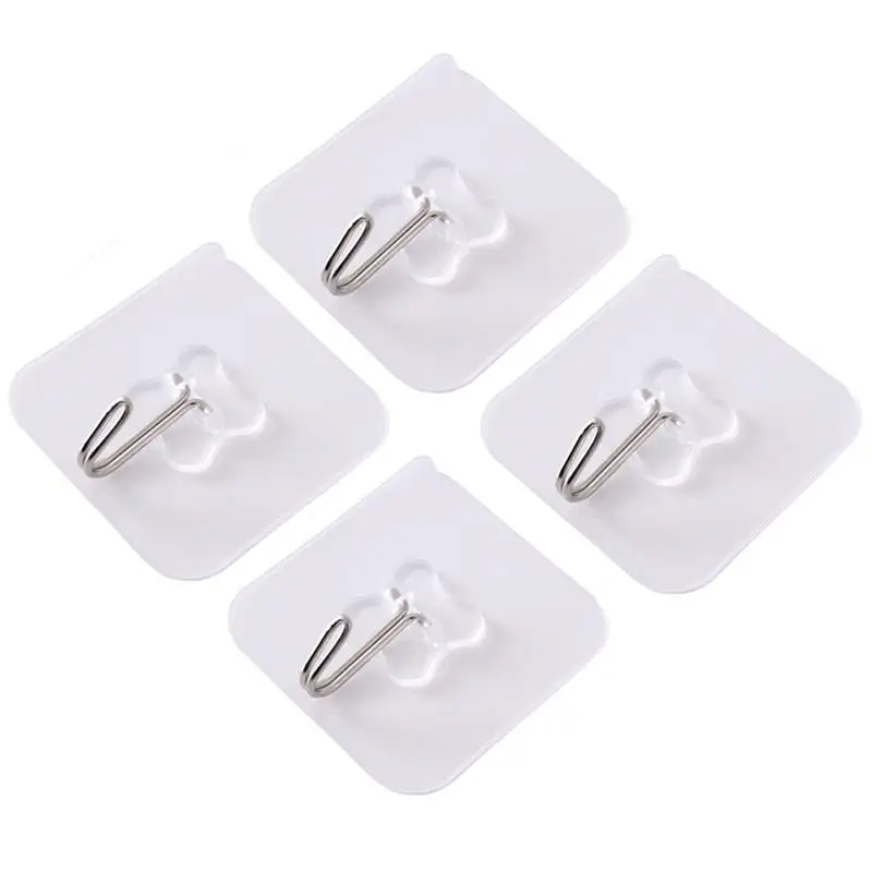 4pcs 10 шт. настенные крючки прозрачные многоразовые бесшовные крючки водонепроницаемые самоклеющиеся крючки для дома, ванны, кухни - Цвет: 4pcs