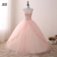 v neck quinceanera dresses 2021 ball gown beaded sweet 16 dresses formal prom party gown vestido de 15 anos bm29