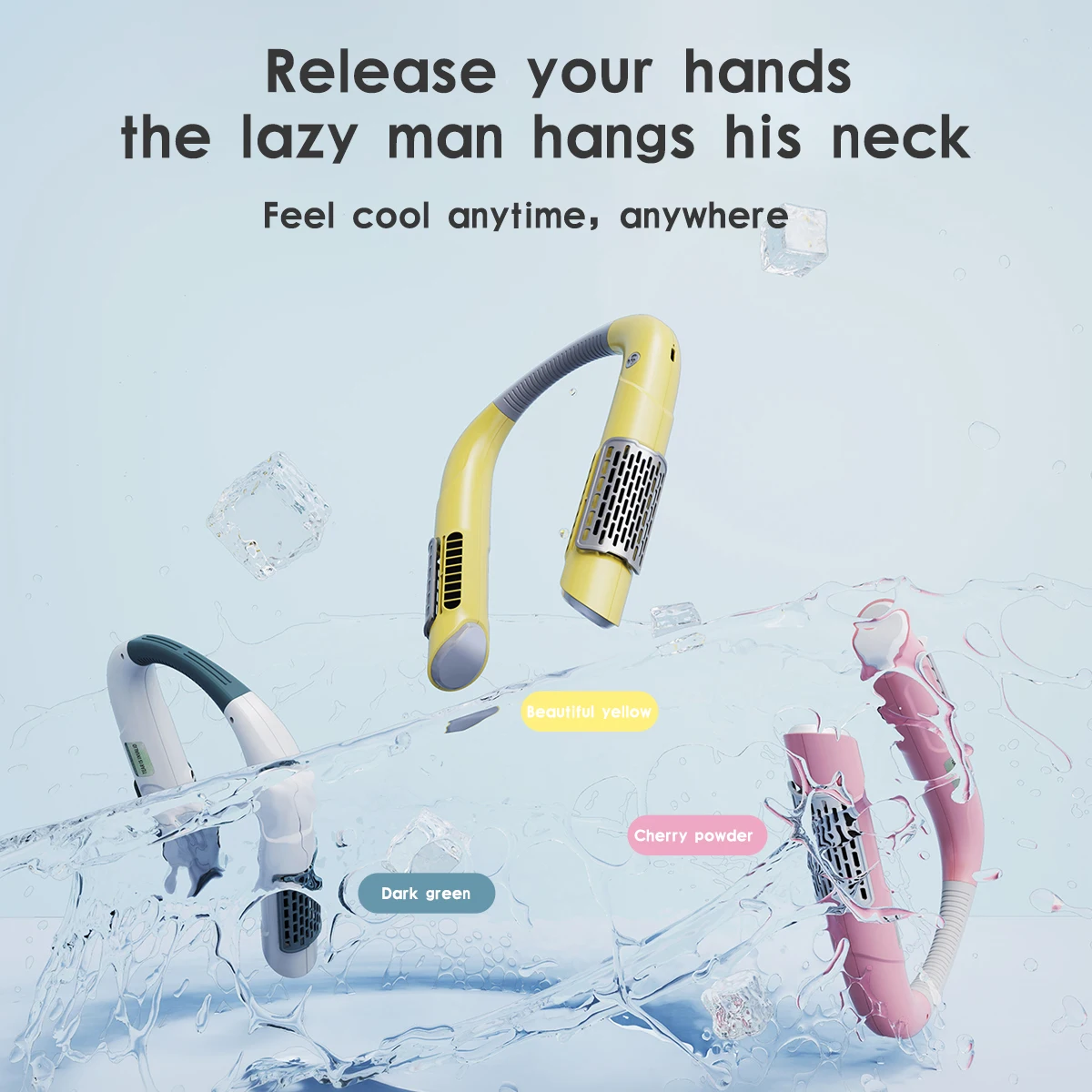 

USB portable fan cold fan hands neck fan hanging rechargeable mini sports fan 3-speed adjustable neck dual fan Home Office