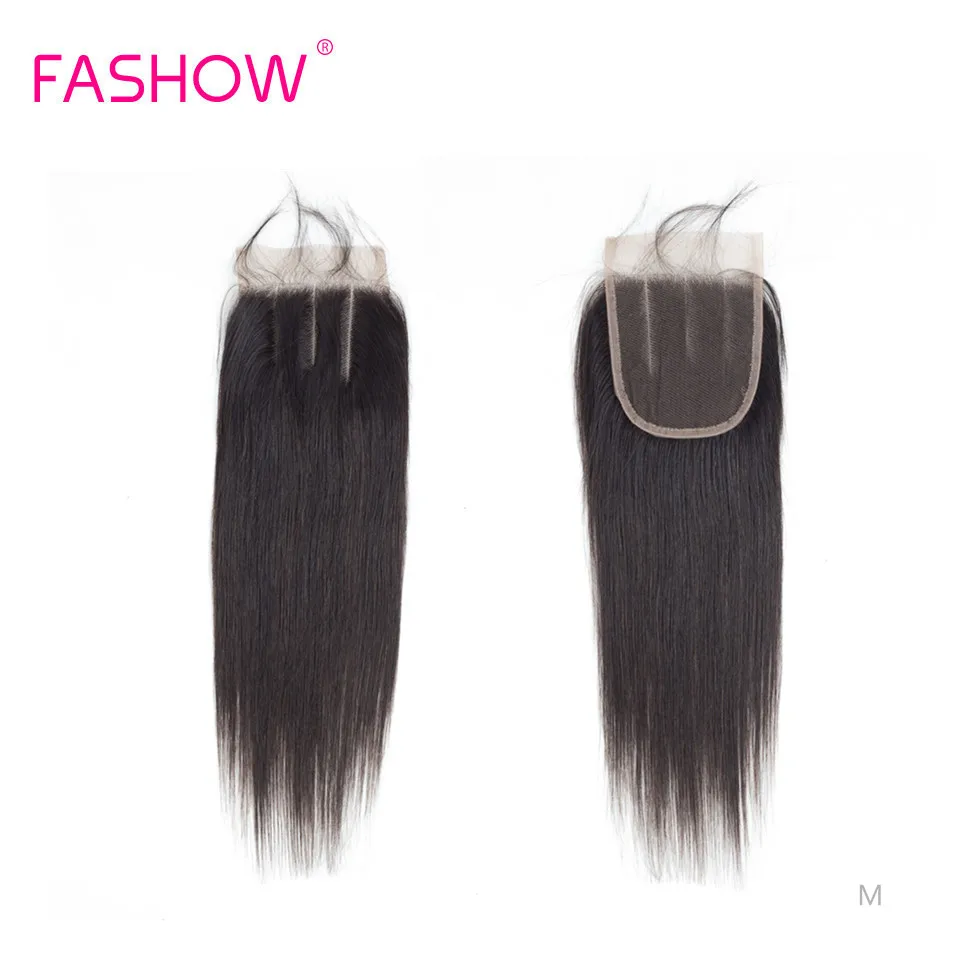 Fashow перуанские прямые 4x4 кружевные застежки предварительно выщипанные с