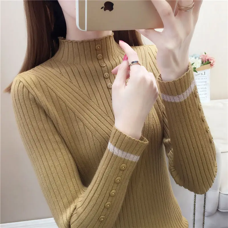 Half turtleneck sweater women 2019 new Korean knitted bottoming shirt slim-fit winter | Женская одежда