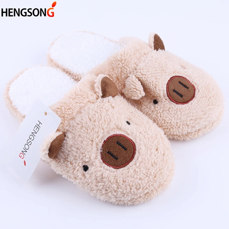

New Winter Women's Slipper Home Shoes For Women Chinelos Pantufas Adulto Fashion Lovely Bear Pig Indoor House Slippers With Fur