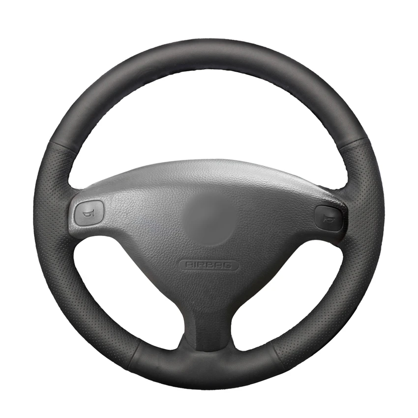 Рука сшитый черный искусственная кожа ПУ Чехлы рулевого колеса автомобиля