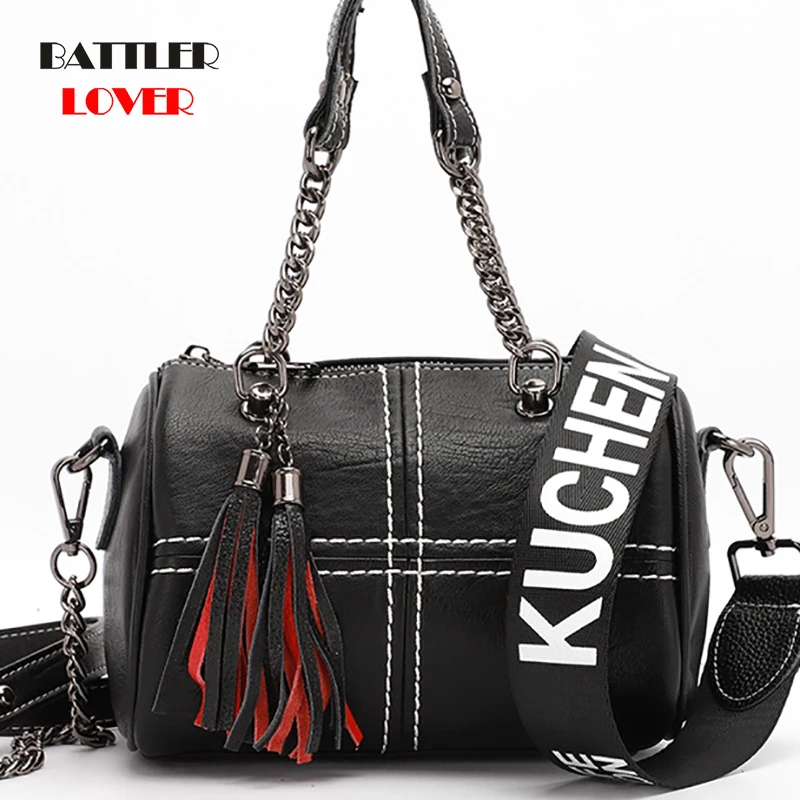 

Women Soft Leather Shopping Bag Tassel One Shoulder Tote Bags Letter Large Capacity 2020 New Zipper for Ladies Casual